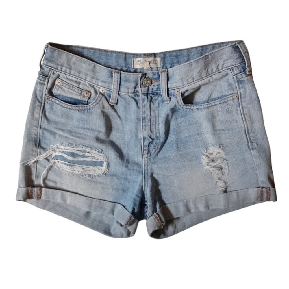 Madewell Rip and Repair Denim Boyfriend Distressed Shorts SZ 27